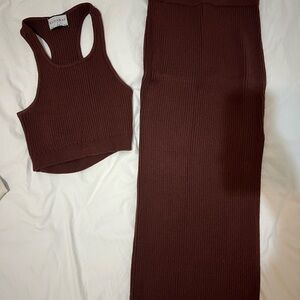 Aritzia Brown Maxi Pencil Skirt Set